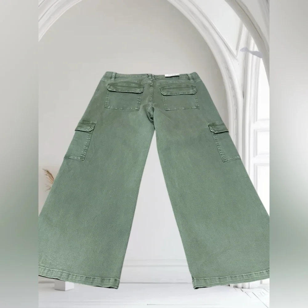 Mica Los Angeles Downeast WideLeg Cargo Jeans. Green. Size: 30 (12) NWT - Picture 2 of 12